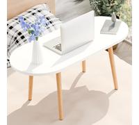 kurriuwu Small Coffee Table White Coffee Tables for Living Room,Modern Tea Table Desk Wood Low Floor Desk for Sitting on The Floor,Center Side Table for Small Space,Simple Oval Center Tables for Home
