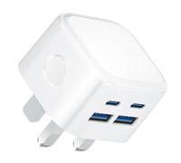 KURSEN USB C Plug Fast Charge,4-Port Dual Port 40W Multi USB Plug UK Fast Charger Plug PD Power Adapter Wall Plug Multiport MainsType C Charging Plug for iPhone 17 16 15 14 13 12 11 Pro Max Plus,iPad