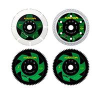KURSTOL Cutting Disc Set for Angle Grinder with 3/8"(10mm) Bore - Pack of 4pcs 75mm HSS/Carbide/Diamond Cutting Wheel for Soft Metal,Wood,Plastic,Tile Cutting Disc
