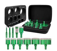 KURSTOL Diamond Core Drill Bit Kit - 6/8/10/25/28/32/35/45/50/65mm Triangle Shank +4/5"(20mm) Finger milling Bit Tile Hole Saws for Drilling/Enlaging Porcelain Ceramic Tile Granite Marble Stone