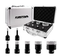 KURSTOL Diamond Core Drill Bit Set - 7pcs 6/8/10/20/25/35/50mm Hole Saw Kit M14 thread for Dry Drilling Porcelain Ceramic Tile Granite Marble Stone Angle Grinder