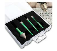 KURSTOL Dry Diamond Hole Saw - 3pcs Core Drill Bit set 6/8/10mm quick change shank+1pc 20mm Beveling Chamfer Bit Hex shank for Shaping Enlarging Porcelain Ceramic Granite Marble Angle Grinder