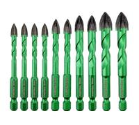 KURSTOL Masonry Drill Bits Set - 10pcs 6mm*4/8mm*2/10mm*2/12mm*2 Tungsten Carbide Tip Tile Drill Bit for Porcelain Tile Concrete Brick Glass Wood Ceramic, Quick Change Shank