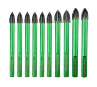KURSTOL Masonry Drill Bits Set - 10pcs 6mm*6/8mm*2/10mm*2 Tungsten Carbide Tip Tile Drill Bit for Porcelain Tile Concrete Brick Glass Wood Ceramic, Triangle Shank