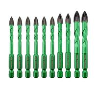 KURSTOL Masonry Drill Bits Set - 10pcs 6mm*6/8mm*2/10mm*2 Tungsten Carbide Tip Tile Drill Bit for Porcelain Tile Concrete Brick Glass Wood Ceramic, Quick Change Shank