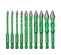 KURSTOL Skewed Head Eccentric Drill Bit - 10pcs 5/6/8/10/12mm Masonry Drill Bit Set for Ceramic Tile Wood Plastic Masonry Marble, Quick Change Shank Fixed On Drills
