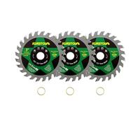 KURSTOL TCT Circular Cutting Blade - 3"(75mm) x 3pcs, 24T, Wood & Plastic, Arbor 7/16"(11.12mm), Washer 3/8"(9.5mm)