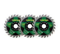 KURSTOL TCT Wood Cutting Disc - 3pcs 85mm x 15mm 24T Carbide Cutting Wheel for Wood Plastic