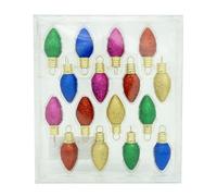 Kurt Adler 1.8" Glass Multicolor Glittered Bulb Ornaments, a 16-Piece Set