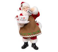 Kurt Adler 10.5" Fabriché™ Santa with Oversized I Love Coffee Cup & Creamer