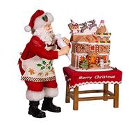 Kurt Adler 10.5-Inch Battery-Operated Fabriche Santa Decorating LED Gingerbread House Table Piece (JEL1203)