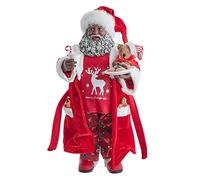 Kurt Adler 10.5-Inch Fabriché Black Santa in Pajamas and Robe