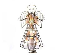 Kurt Adler 10-Light Capiz Angel Treetop with Vines and Pearls, 9.75-Inch