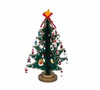 Kurt Adler 11.75" Wooden Tree with Miniature Wooden Ornaments, 25 Piece Set