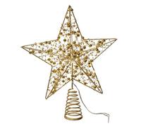 Kurt Adler 11.8" Battery Operated LED Lighted 5-Point Gold Metal Star Treetop