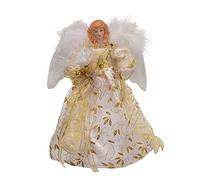 Kurt Adler 12-Inch Battery-Operated Fiber Optic Gold Angel Tree Topper with Color Changing LED Lights