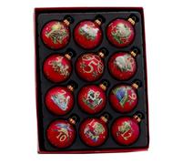 Kurt Adler 12-Piece 12-Days of Christmas Decorative Glass Balls Set, 65mm