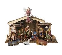 Kurt Adler 12-Piece Wooden Stable Nativity Set