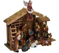 Kurt Adler 12-Piece Wooden Stable Nativity Set