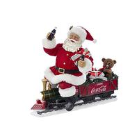Kurt Adler 13.25 Inch Coca-Cola Battery-Operated Santa Train with LED Garland, Red