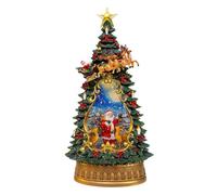 Kurt Adler 13.4" Battery Operated USB LED Lighted Santa & Deer Treetop with Spinning Glitter Water