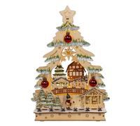 Kurt Adler 13" Battery Operated LED Lighted Tree with Village Scene Table Piece