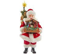 Kurt Adler 13-Inch Fabriché Battery-Operated LED Santa with Nativity Set