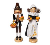 Kurt Adler 15 Inch Pilgrim Man & Woman Nutcracker 2 Piece Set