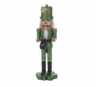 Kurt Adler 15-Inch Wooden Irish Nutcracker on Shamrock Base