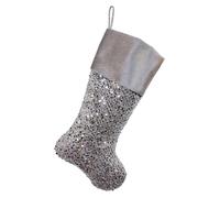 Kurt Adler 20.5" Silver Sequin with Velvet Cuff Stocking