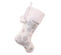 Kurt Adler 20.5" White Velvet Sequined Snowflakes Stocking