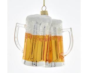 Kurt Adler 3.75 Inch Glass Beer Mugs Cheers Ornament