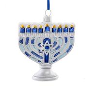 Kurt Adler 3.75" Noble Gems™ Glass Menorah Ornament.