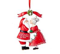 Kurt Adler 3.75" Resin mr & Mrs Santa Under Mistletoe Ornament