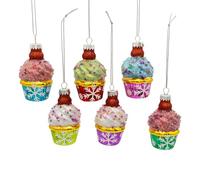 Kurt Adler 3" Glass Cupcake Ornaments, 6-Piece