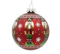 Kurt Adler 3" RED Glass Ball+ Nutcracker Design Ornament