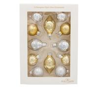 Kurt Adler 35MM Glass Silver & Gold Ball & Finial Ornaments