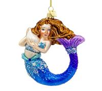 Kurt Adler 4.5" Bellissimo Glass Mermaid Ornament.
