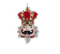 Kurt Adler 4.5" Glass Nutcracker & King Head Ornament, Small Gems King Head