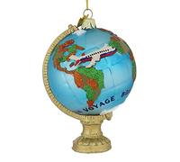 Kurt Adler 4.5" Nobl Gem Travl Globe with Airplane