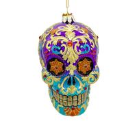 Kurt Adler 4.75" Bellissimo Glass Sugar Skull Ornament