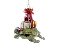 Kurt Adler 4"" Glass Turtle with Gift Ornament for Christmas