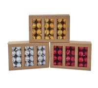 Kurt Adler 40MM Gold, Silver & Red Textured Ball Ornaments. Set of 24