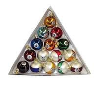 Kurt Adler 40mm Medallion Collection 15 Piece Glass Pool Balls