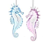 Kurt Adler 5 Inch Acylic Iridescent Seahorse Ornaments, Set of 2