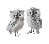 Kurt Adler 5-Inch Furry Gray Owl Set of 2