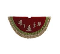 Kurt Adler 50-Inch Burgundy Ribbon Trees Tree skirt with Green Tassel Border