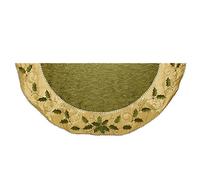 Kurt Adler 54" Green and Gold Holly Leaves Embroidered Treeskirt
