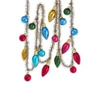 Kurt Adler 6' Gold Tinsel with Glass C7 Style Bulbs Garland