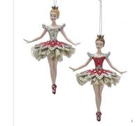 Kurt Adler 6 inch Ruby red Set of 2 Ballerina Resin Ornaments